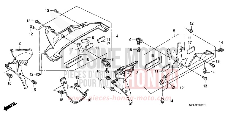 CAPOT INFERIEUR (CBR1000RR6/7) de CBR1000RR "Fireblade" GRAPHITE BLACK (NHB01BA) 2006